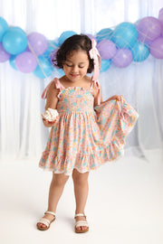 Prehistoric Sea - Smocked Tie Strap Dress - Three By The Sea Clothing